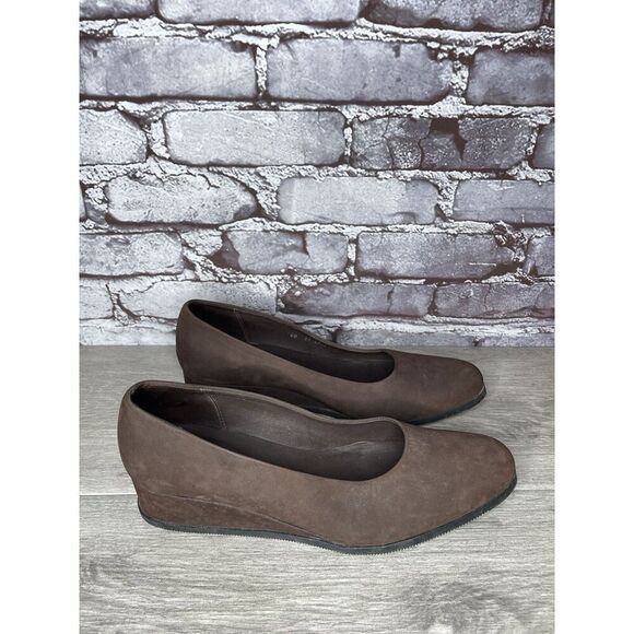 ARCHE Brown Nubuck Brown Leather Slip On Wedge Pumps Shoes Women Sz 40EU/9.5M US - Picture 11 of 16